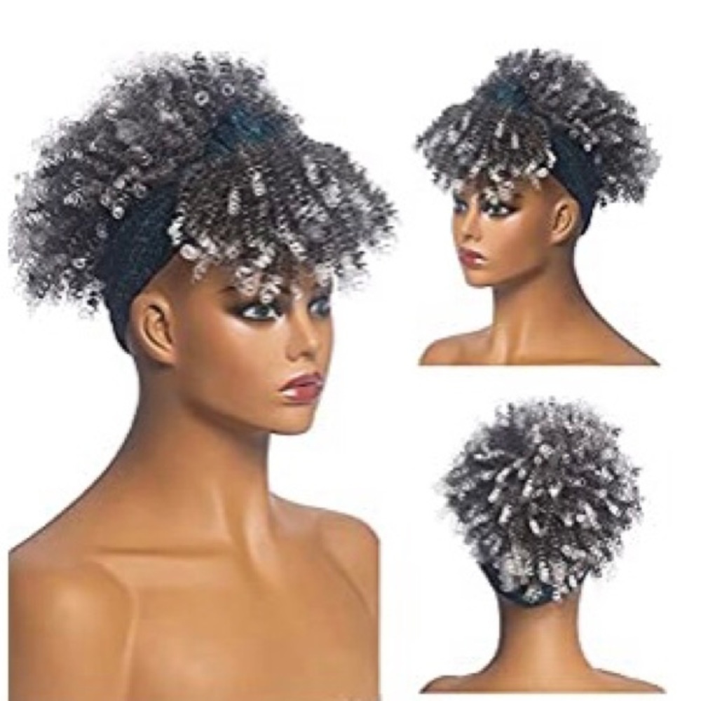 Headband Wig with Bangs Synthetic Curly Wig